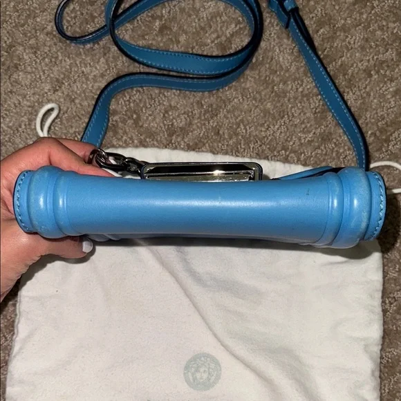 Versace Blue Crossbody Bag with Chain Detail - Picture 4 of 10